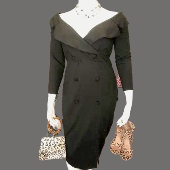 Eloquii Dresses & Skirts - NWT Sz. 22 Eloquii Black Portrait Collar Midi